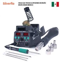 Silverflo 938BD-III Soldering Station T12 Soldering Iron Hot Air Welding Station With Auto Sleep ,3 T12 Soldering Iron Tips