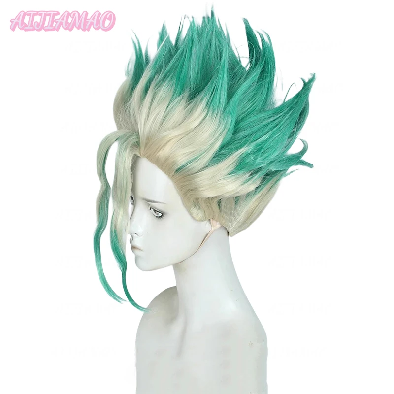 Anime Ishigami Senkuu Cosplay Pruik Kort Groen Gemengd Synthetisch Haar Halloween Feest Carnaval Rekwisieten Accessoires