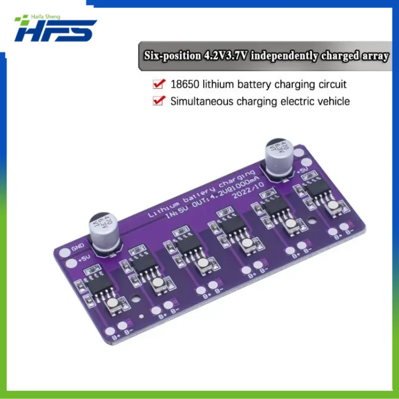 

6-Bit 4.2V3.7V Independent Charging Matrix 18650 Lithium Battery Charging Circuit Simultaneously Charges Electric Vehicle