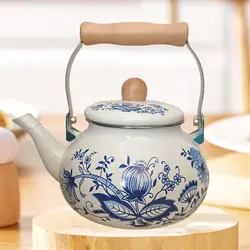 Enamel Teapot 2.5L Floral Enamel Pot for Household Stovetop Boiling Water
