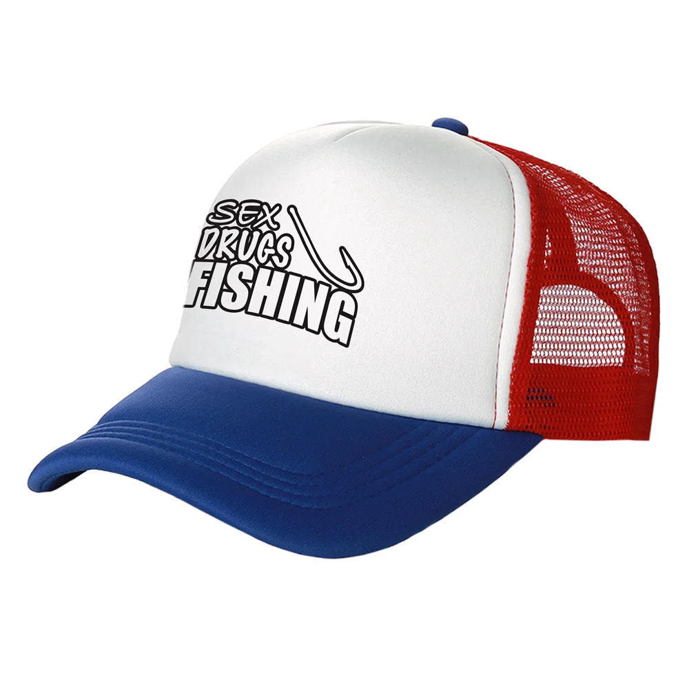 Fish Fishing Man Trucker Caps Men Cool Fisherman Fish Hook Hats Baseball Cap Summer Outdoor Sun Mesh Caps MZ-482