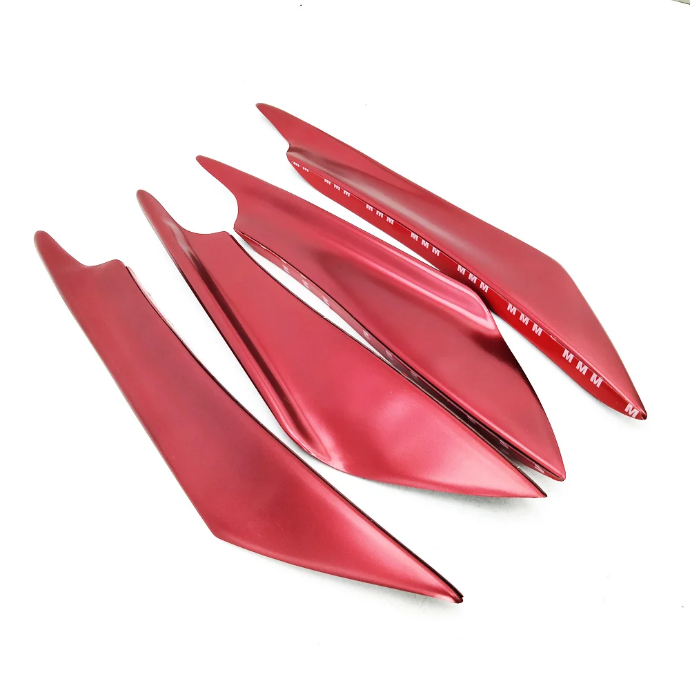 

Red Car Bumper Splitter Fin Air Knife Fit Front Bumper Lip Car Spoiler Canards Auto Body Kit