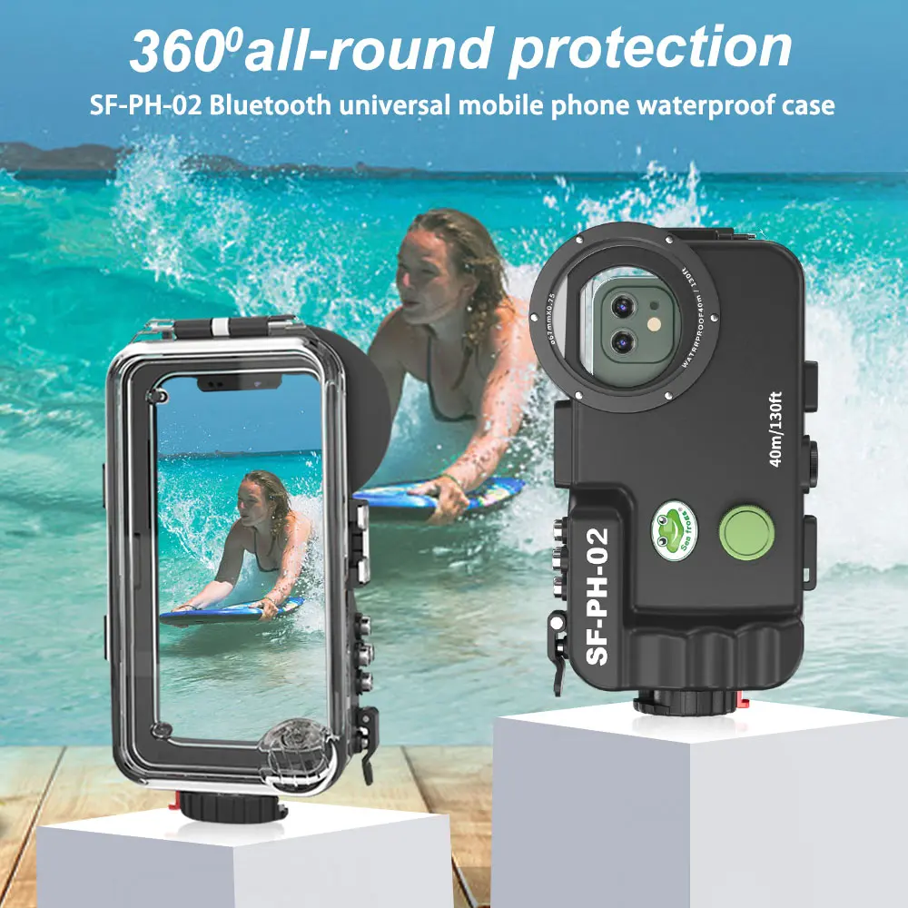 Bluetooth Control Waterproof Phone Case For iPhone 11/12 Mini&Pro&Pro max Underwater 40/130fit Professional Diving Case