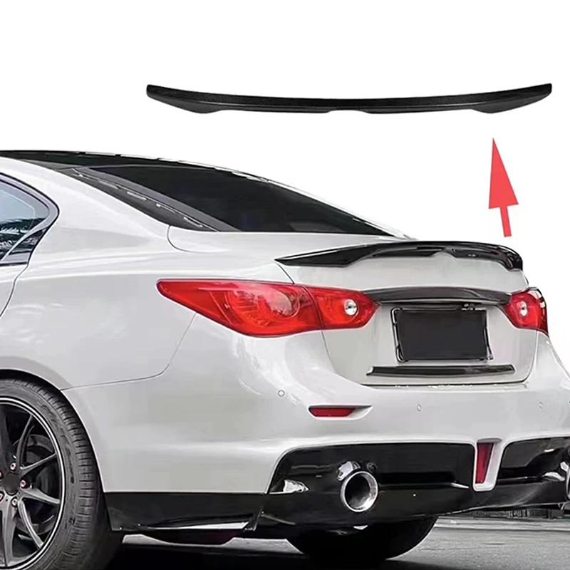 For Infiniti Q50 Q50S 2014 2015 2016 2017 2018 2019 2020 2021 4 Door Car Rear trunk cover spoiler Wings Black Carbon Accessories