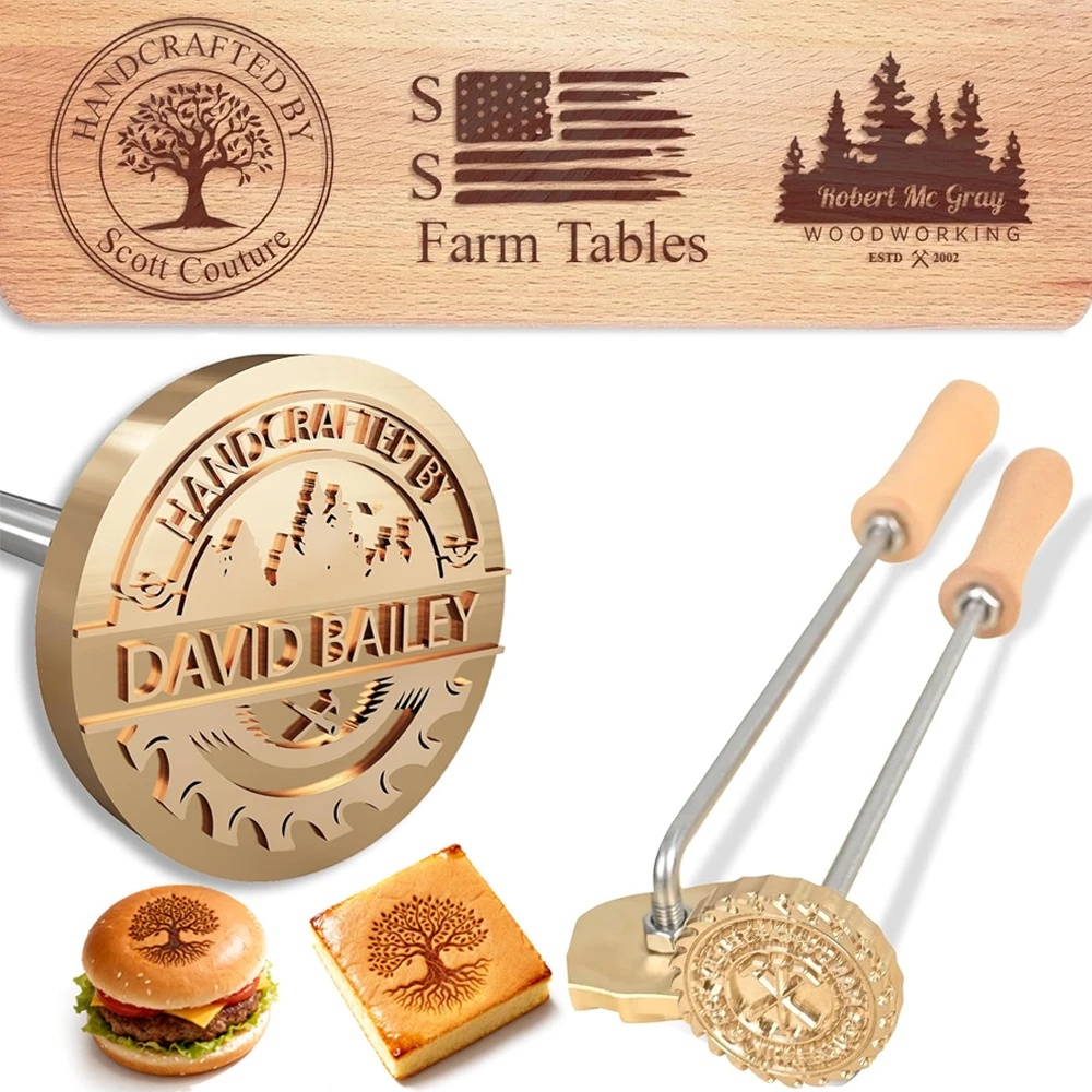 Image of Maßgefertigtes M8 Holz-Brandeisen, Personalisiertes Metall-Brandeisen für Lebensmittel, Leder, Steak, Brennstempel mit Ihrem Logo-Design