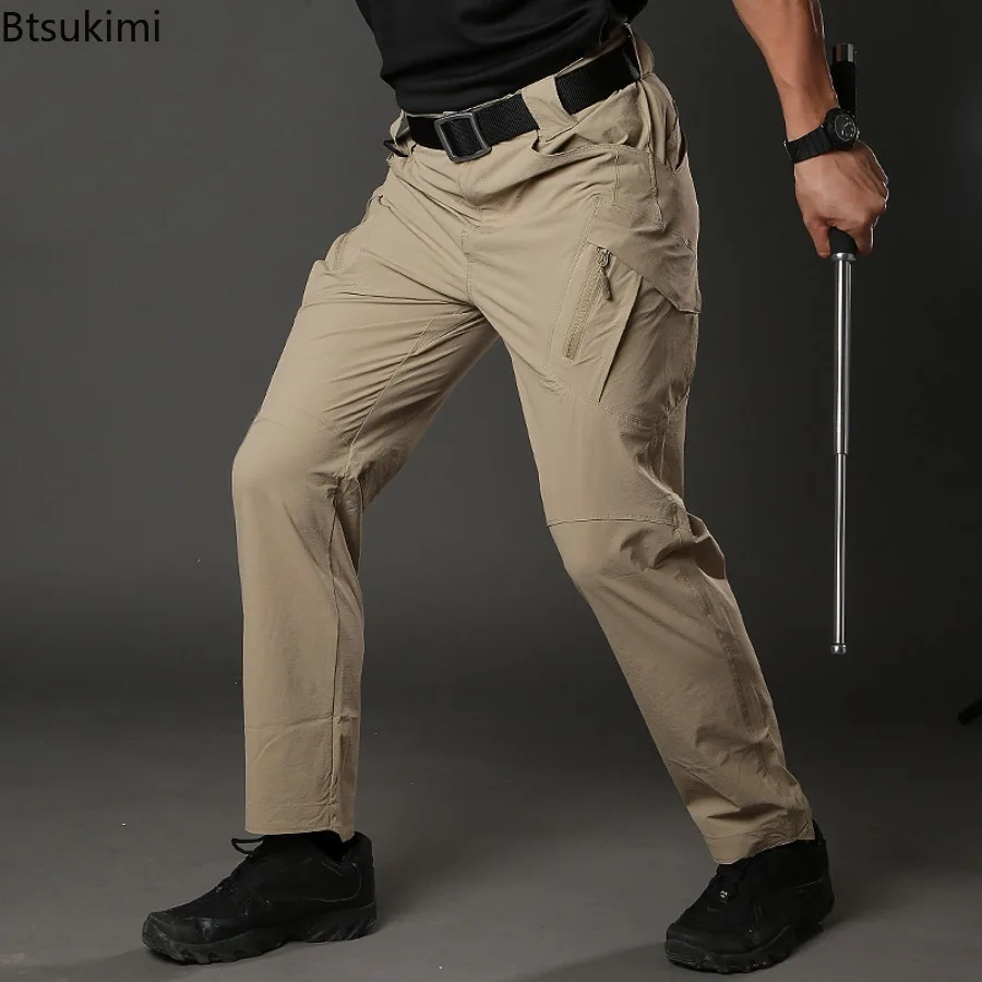 Men's Summer Lightweight Tactical Cargo Pants Waterproof Quick Dry Breathable Outdoor Camping Hiking Long Trousers