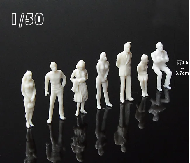 10PCS 1/25-1/200 Scale White Human Figure Model Miniature Sand Plate Sence Play