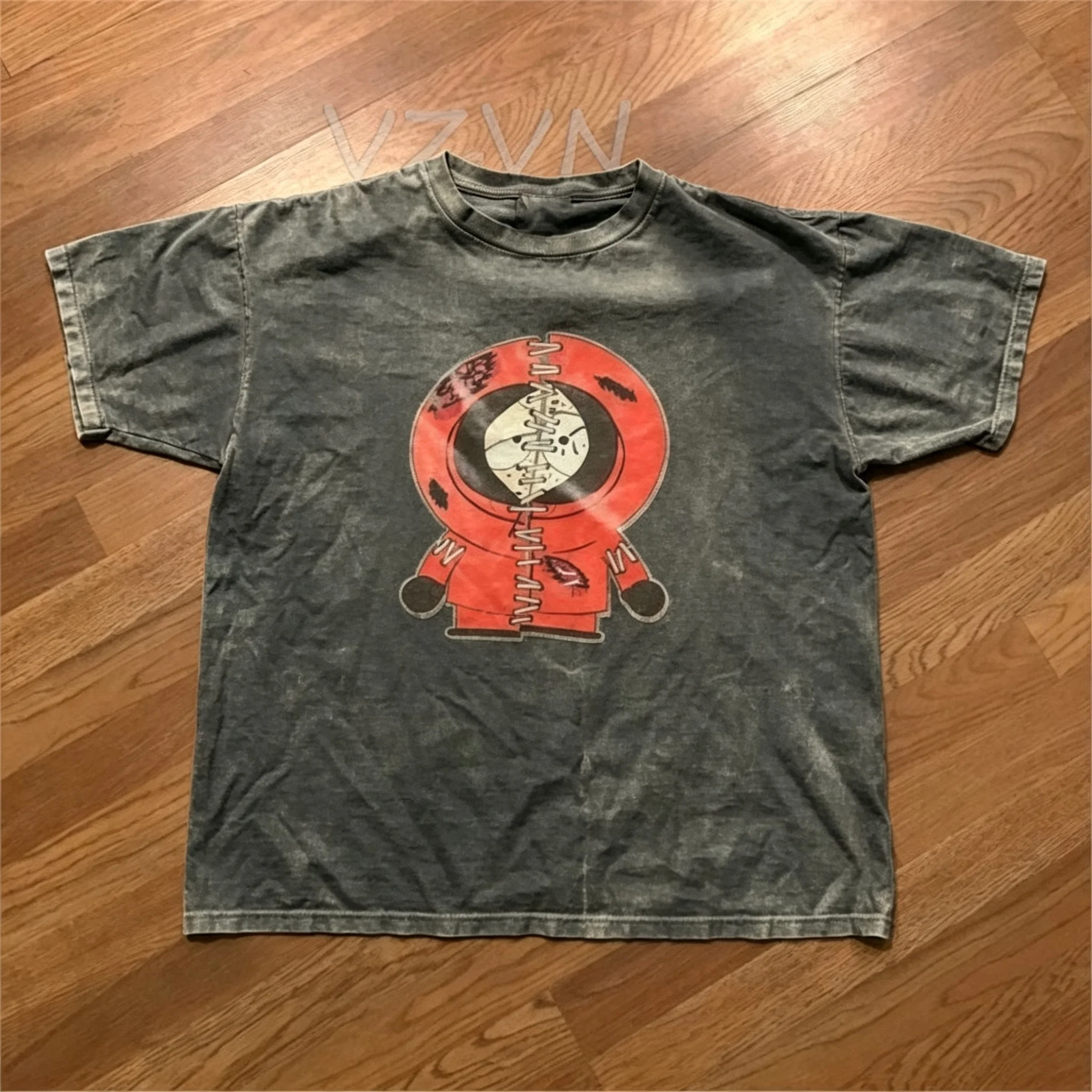 Retro South Park Kenny McCormick Bedrucktes T-Shirt Unisex Vintage Cartoon Streetwear Baumwolle Kurzarm-T-Shirt – Detail 3