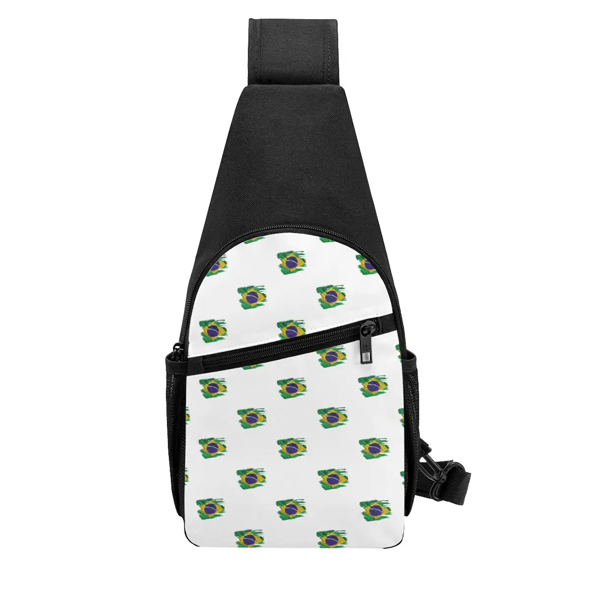 Brazil National Flag Chest Bag Men Sling Crossbody Backpack Chest Bag Traveling Hiking Daypack Shoulder Bag