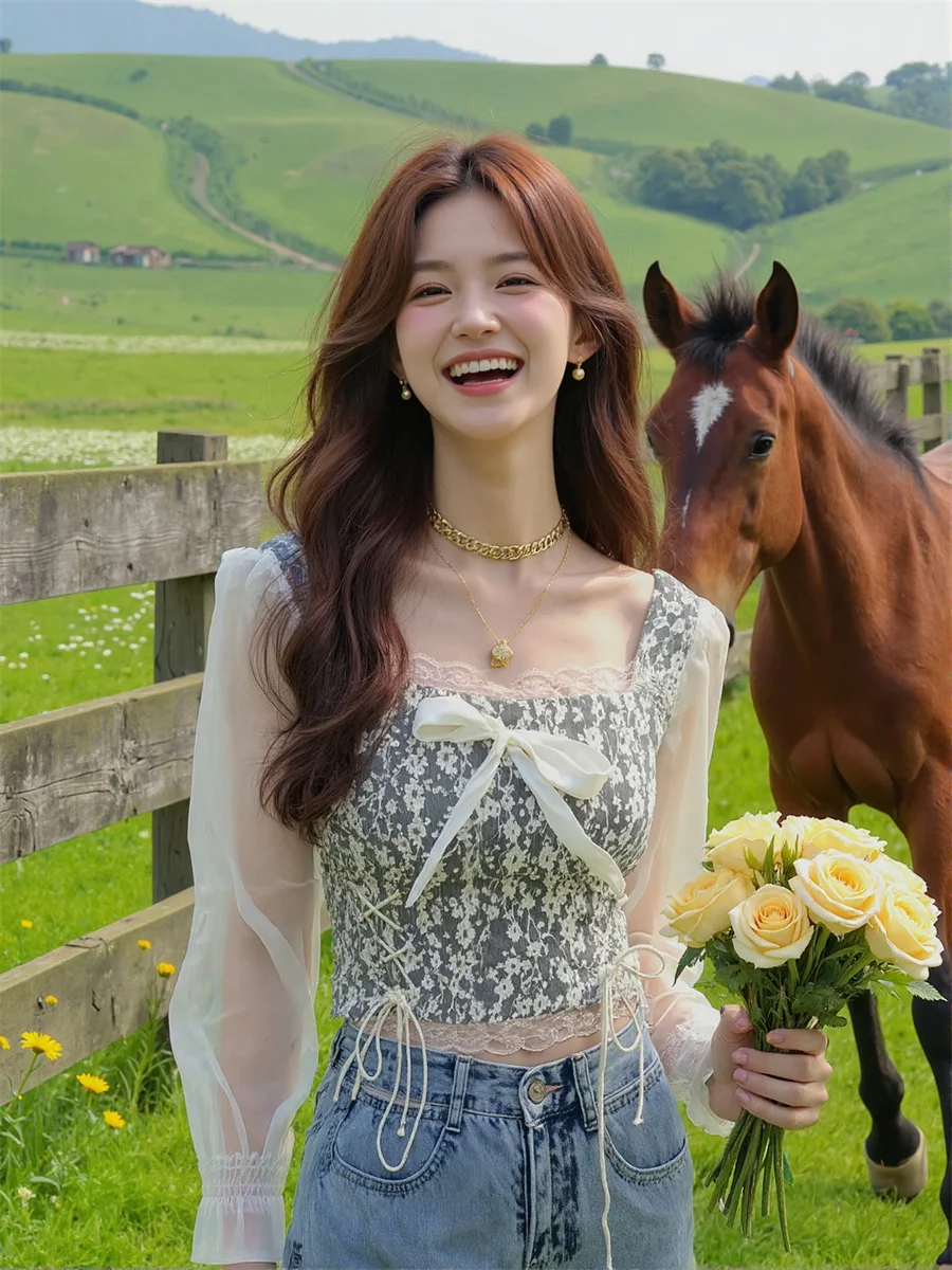 

Женские летние блузки, съедобное дерево, грибок, кружевные детали, черные винтажные верхние одежды больших размеров с длинными рукавами, банты спереди, женские гавайские