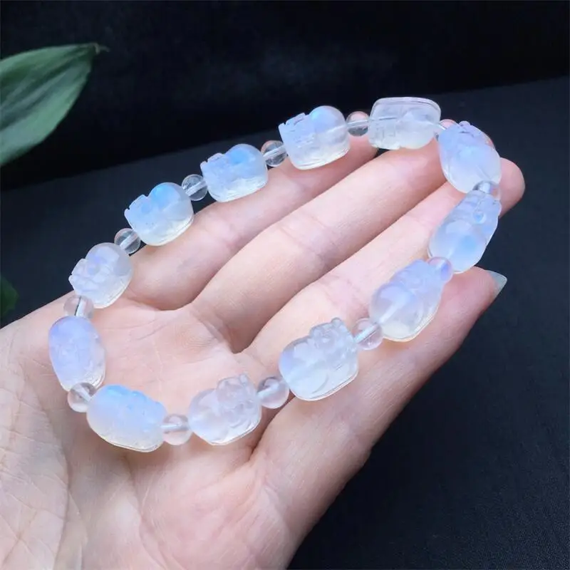 8MM Natural Blue Moon Stone Pixiu Bracelet Fashion Healing Personalized For Men Women Gemstone Jewelry Lovers Gift 1pcs