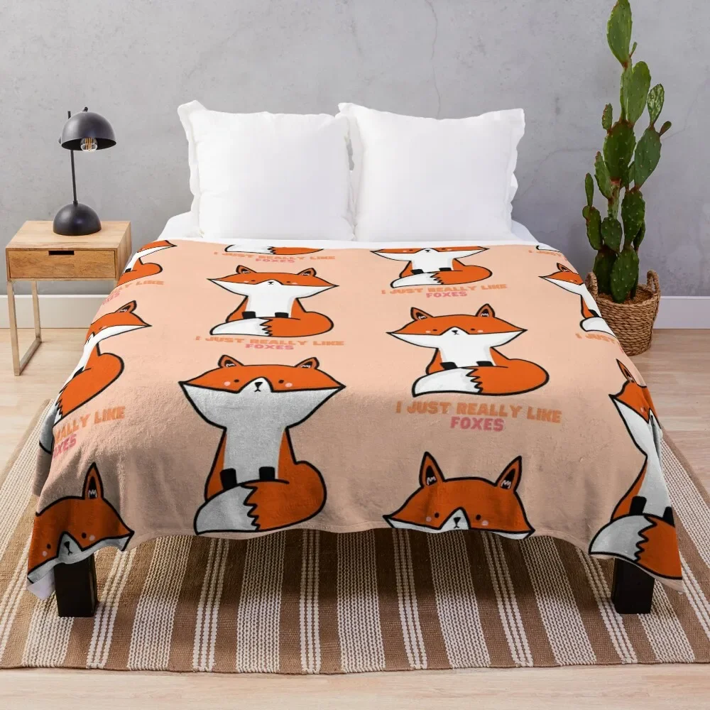 

I just really like foxes orange Throw Blanket Thermal Sofa Throw bed plaid Decorative Throw Blankets