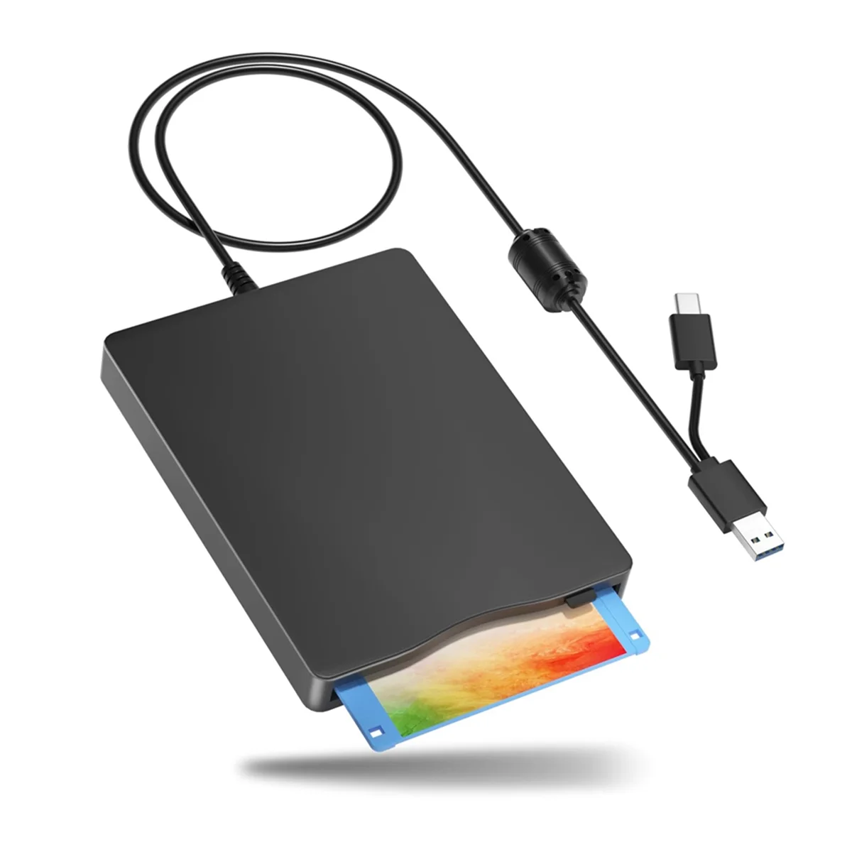 

Floppy Disk Reader, 3.5 Inch External Floppy Disk Drive with USB Type-C, Portable FDD Floppy Disk Drive for Laptop