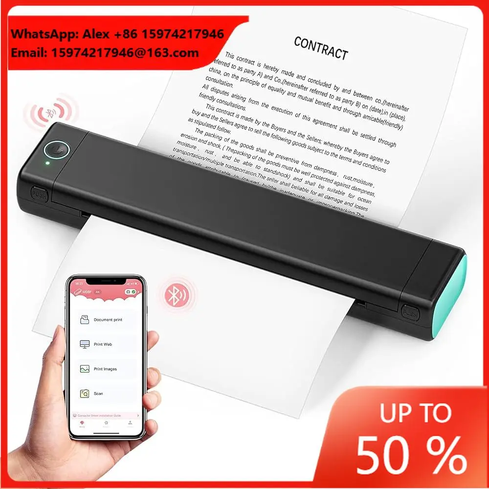 M08F Portable Wireless Inkless Thermal Printers For Travel & Office Compatible With Android And IOS Phone & Laptop