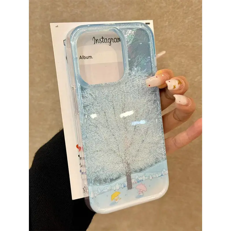 

Snow White Tree Suitable for iPhone 16 Pro Glacier Phone Case iPhone 15 Cartoon Phone Case iPhone 14 Anti Drop Protective Case