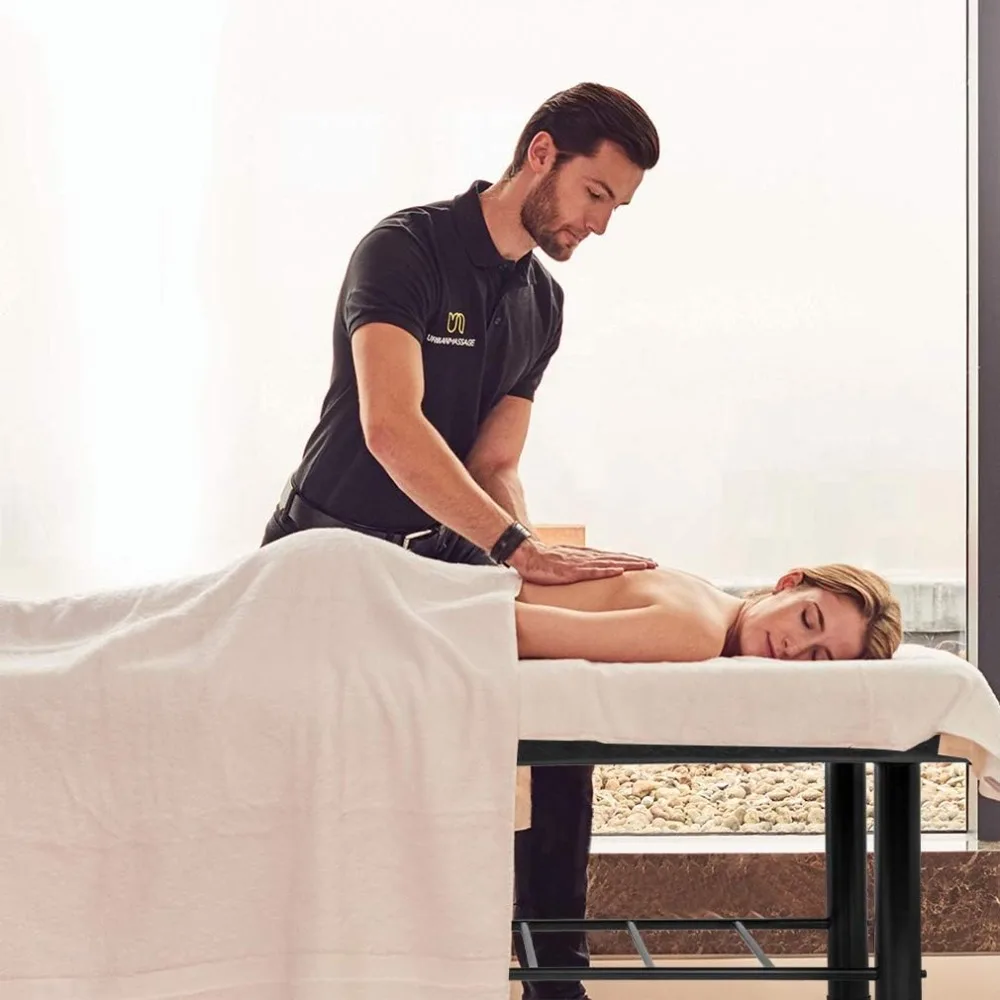 BestMassage Table سرير تدليك ثابت 30 بوصة سرير سبا عريض عالي التحمل سرير علاج طبيعي ثابت مع 4 بوصة