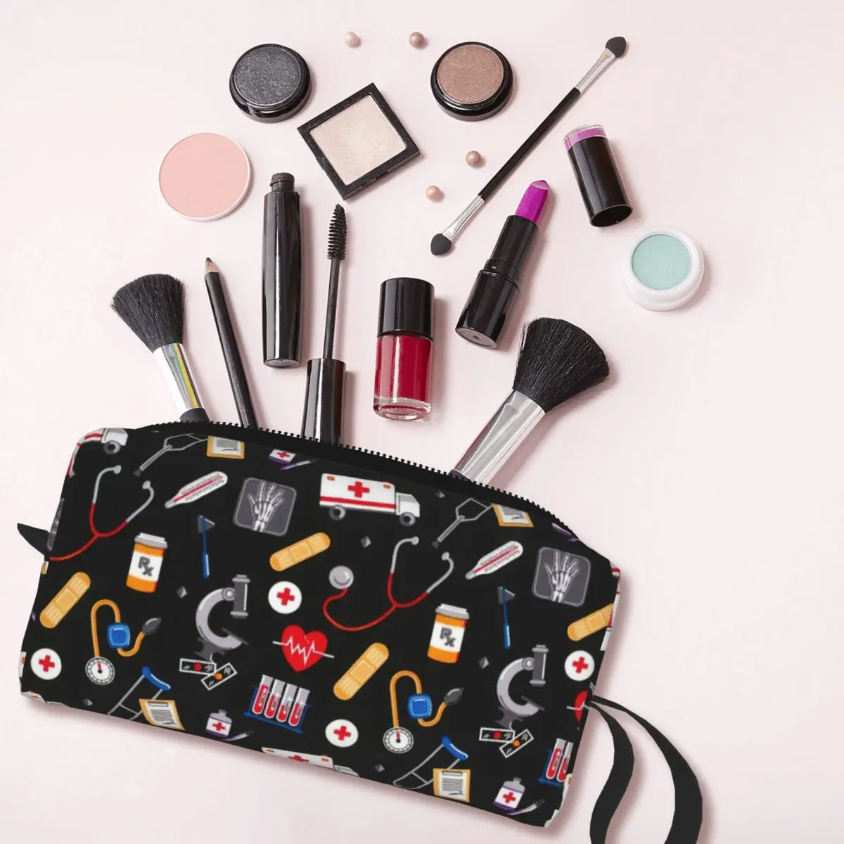 Bolsa de maquillaje de suministros médicos para mujer, bolsa de cosméticos de enfermera, bolsa de aseo de viaje, bolsa pequeña de maquillaje, monedero de almacenamiento