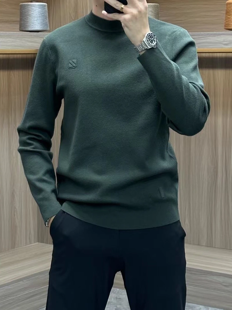 

High-End Men's Thiened Long Sve f-High Collar Knitted Sweater Pure Color Base Layer Faionable Urban Sle Winter Ca...