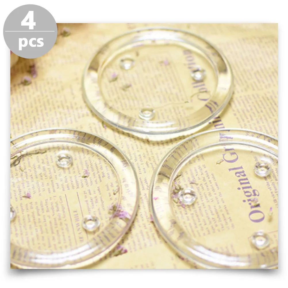 

4Pcs Clear Glass Tray Candleholder Round Pillars Stylish for Wedding Party Home Decor Round Clear Glass Pillars