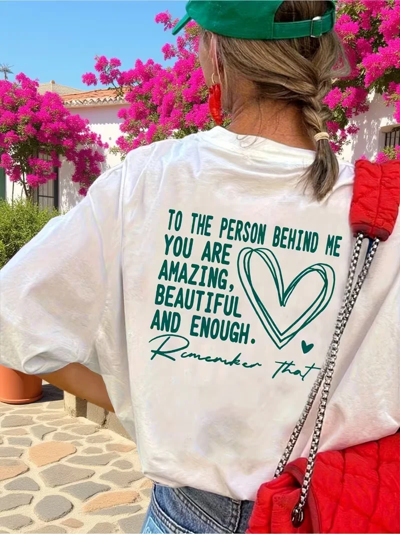 T-shirt surdimensionné pour femme avec slogan inspirant, haut décontracté à col rond et manches courtes, affirmation positive pour le quotidien