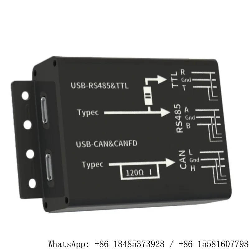 Dual Type-C USB CAN FD & RS485 TTL Converter CAN FD Serial Debug Tool Industrial Bus Monitor For Raspberry Pi