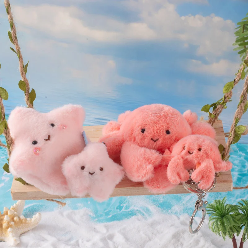 ตุ๊กตาสัตว์ทะเลน่ารักขนาดเล็กสำหรับแม่และเด็ก ของเล่นตุ๊กตาขนนุ่ม ฉลาม ปู ปลาดาว โลมา แมวน้ำ ปลาหมึก จี้ห้อยพวงกุญแจตกแต่งสุดน่ารัก