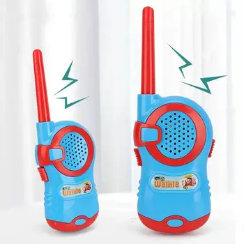 2 paket Mini uzun menzilli çocuklar Walkie Talkies karikatür el çocuk oyuncakları elektronik kullanımı kolay iki yönlü radyolar yürüyüş