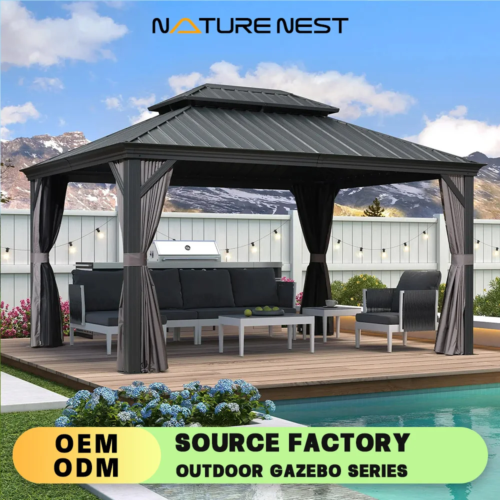 

Sunshade Canopy 11' X 14' Gazebo Garden Courtyard Garden Tent Mobile House Yard Awning Sun Room Aluminum Alloy Rainshed Trellis