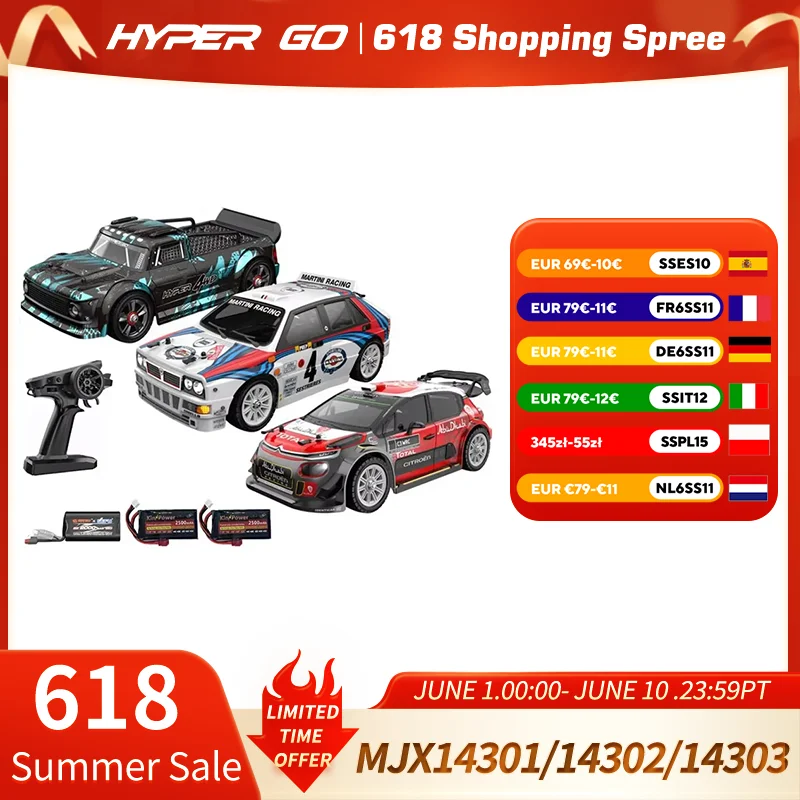 

1/14 MJX Hyper Go14303 14304 Rc Drift Car 2.4G High Speed Drift Rally Car Brushless 4WD Off-Road RC Cars for Adults for Kids Toy