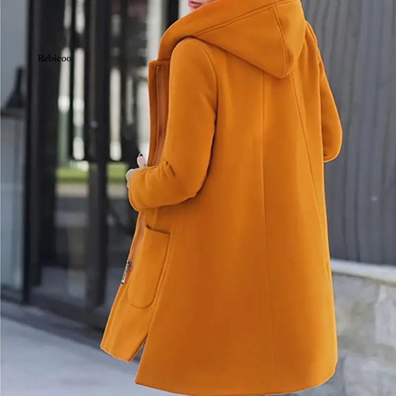 Winter Women\'s Fleece Jacket Female Long Hooded Coats Warm Thick Pocket Outerwear Ladies Red Slim Fit Hoodies Winderproof Clothe