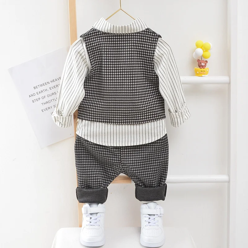 New Spring Autumn Baby Boys Clothes Suit Children Casual Vest Shirt Pants 3Pcs/Sets Toddler Gentleman Costume Kids Tracksuits