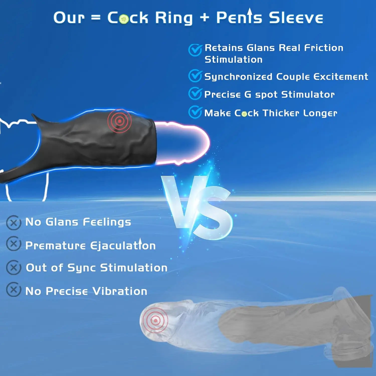 Vibrating Penis Sleeve for man Sex Toys dick Thickening Ejaculation Delay Cock Ring Vibrator for Couples Penis cover Adult toys