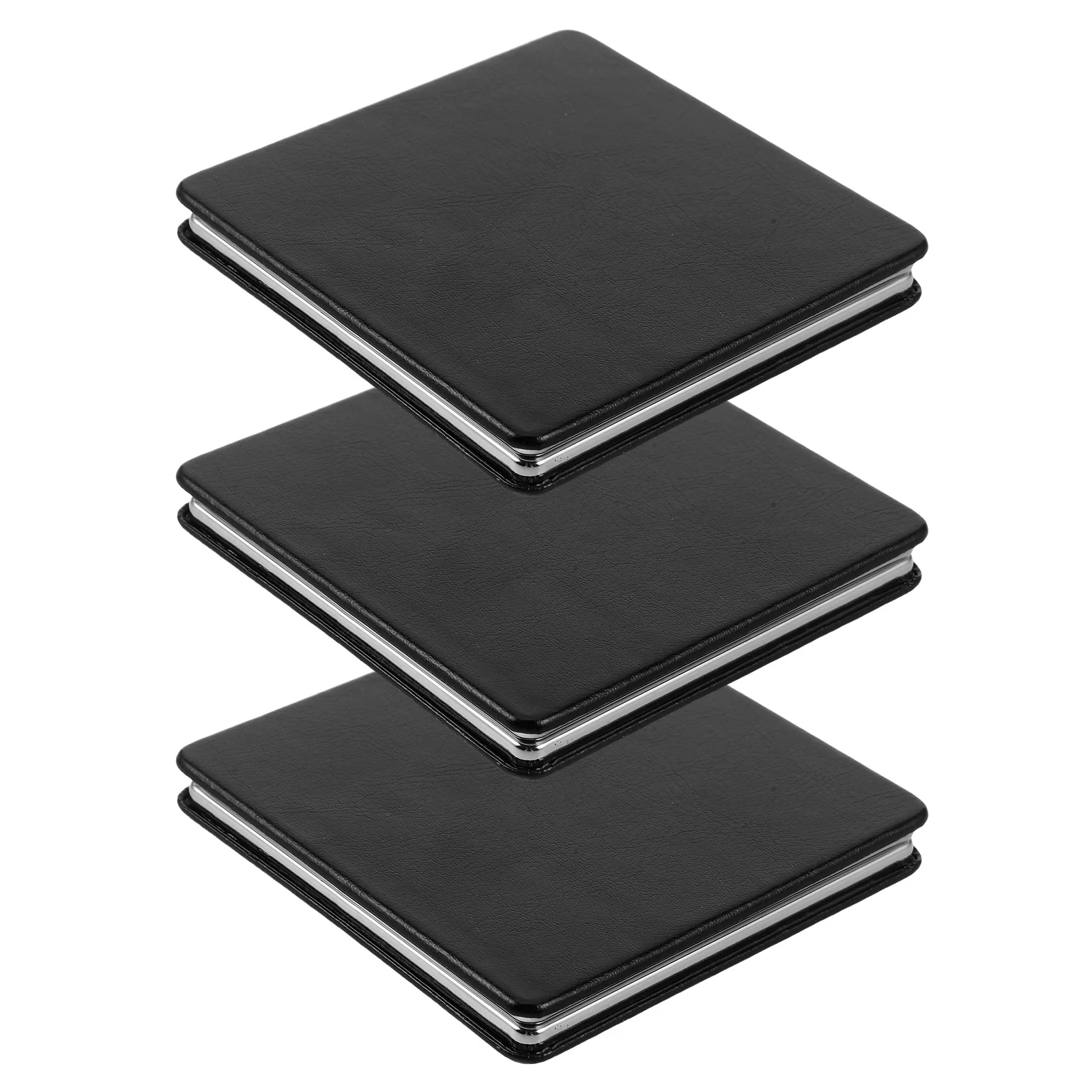 Compact Folding Travel Mirror Mini Handheld Pocket Vanity Rectangular Black Purse Handbag Backpack Office Desk Use