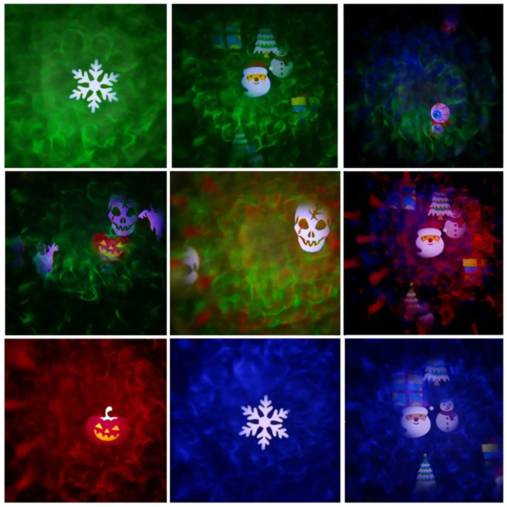 

live-Double-Tube Projection, Built-in Christmas and Halloween Lights, Water Pattern + Pattern Combination US