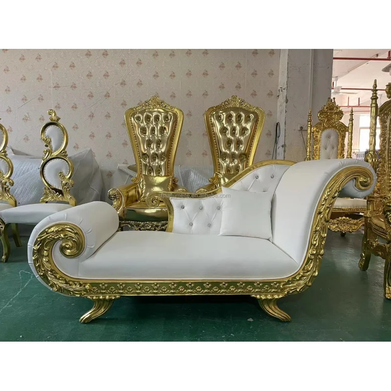 custom，Factory price comfortable antique luxury royal throne wedding sofa chairs for bride and groom white throne sofa