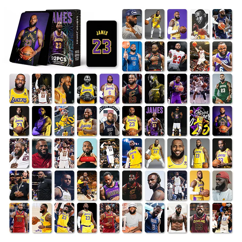 Sport Star 60+32PCS/James Photo Card Basketball Star Fan Collection Card HD Postcard