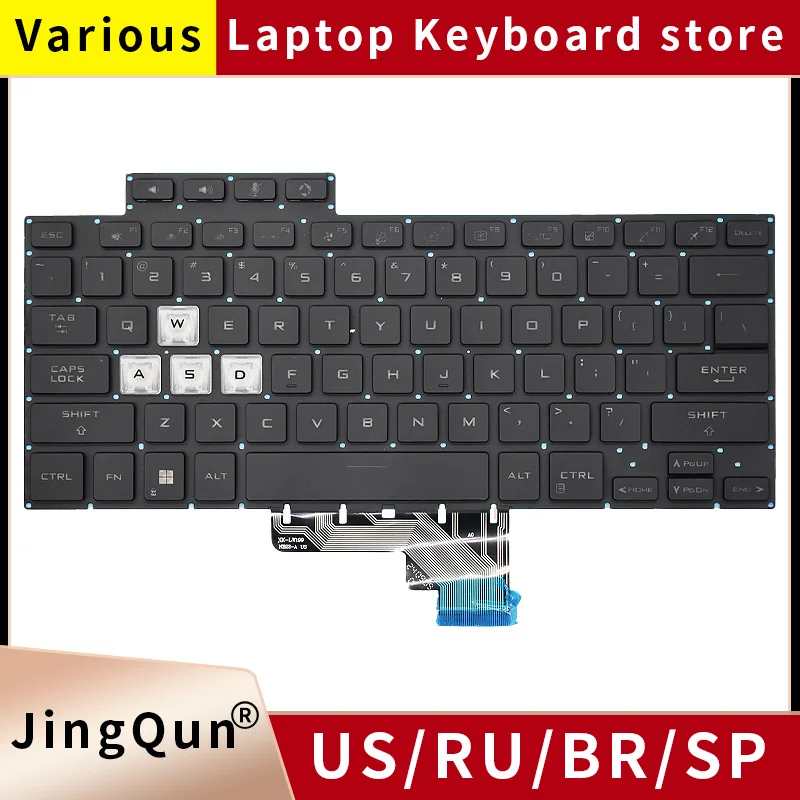 NEW English/Russian/Spanish Keyboard For Asus TUF Air FX516 FX516P FX516PC FX516PE FA516 Laptop White Backlit