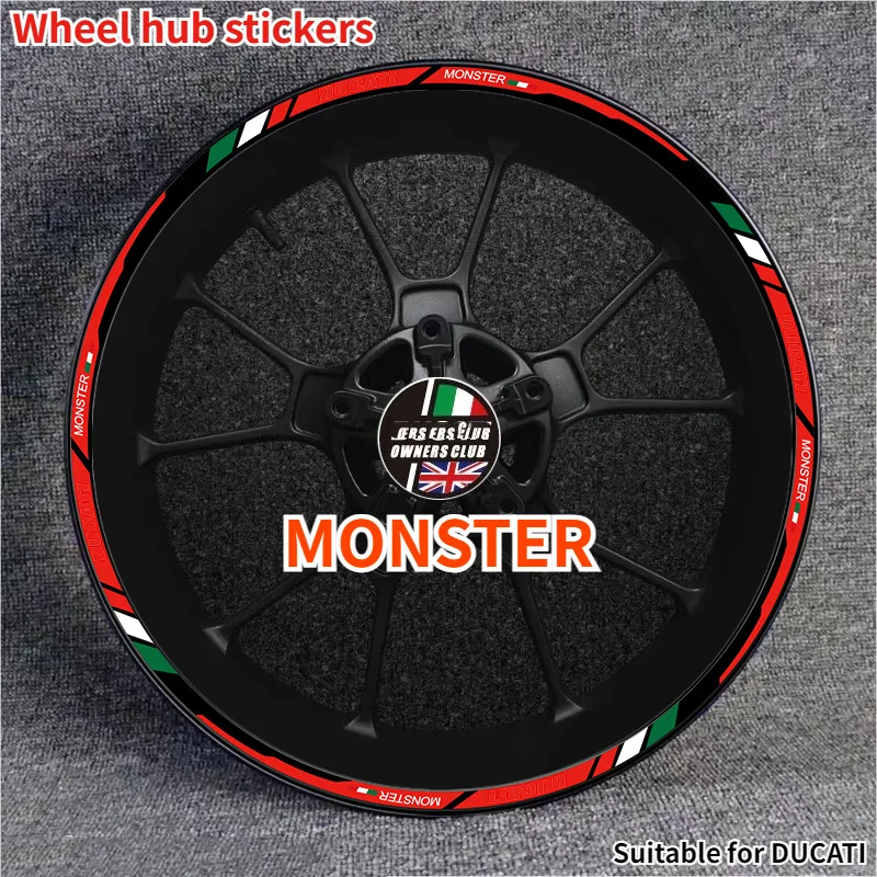 For DUCATI MONSTER V2 V4 797 821 Reflective Motorcycle Accessories Wheel Tire Modification Sticker Hub Decals Rim Stripe Tape