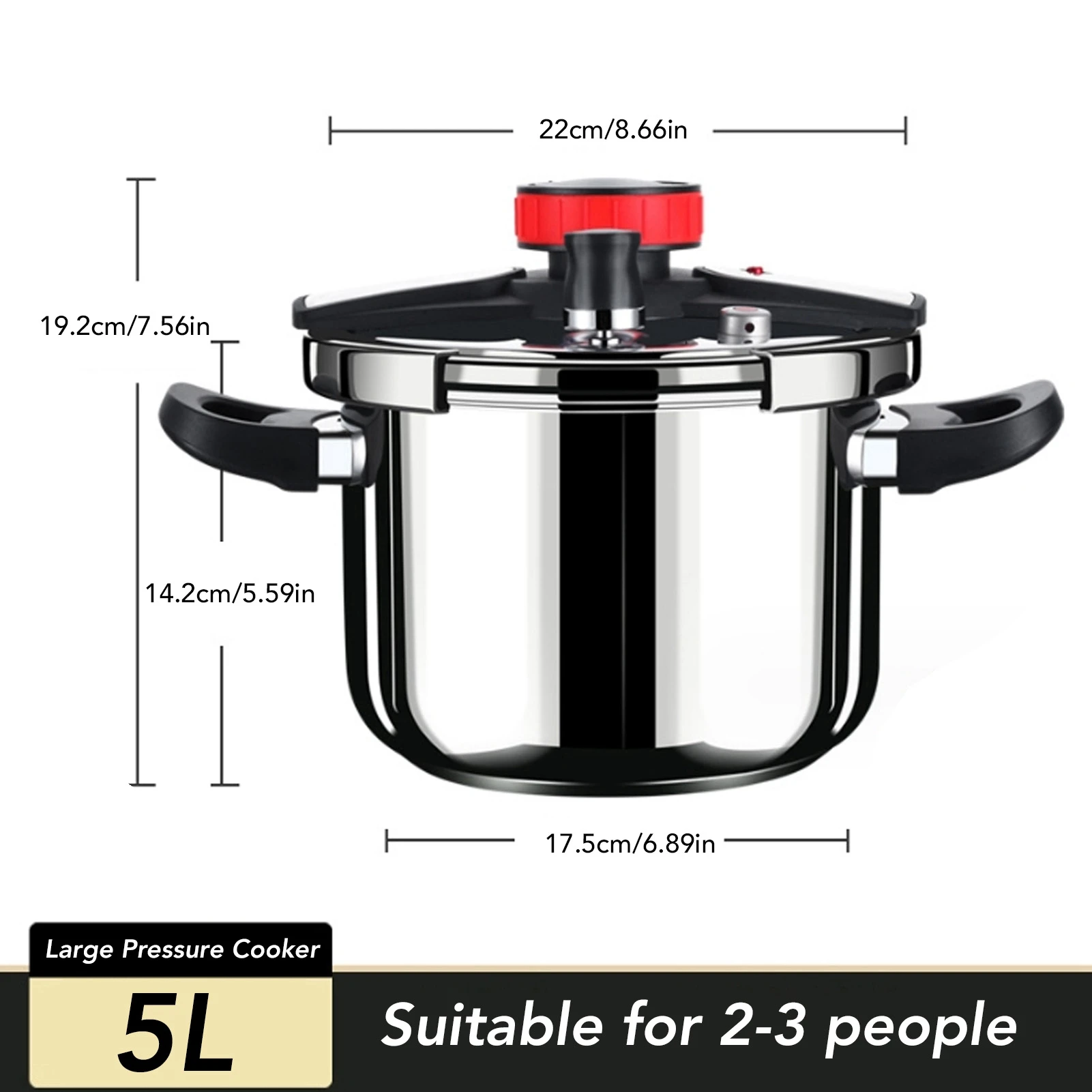 

Stainless Steel Pressure Cooker Cookware Pressure Canner with Spring Valve Safeguard Devices, Compatible Gas Induction Cooker