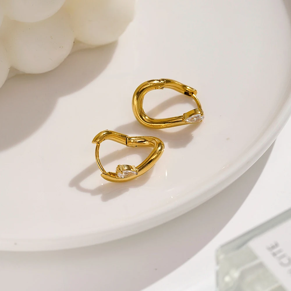 

ENFASHION Aretes De Mujer овальные серьги-гвоздики с цирконием для женщин, нержавеющая сталь, 18-каратное золото, нежные модные украшения E1817