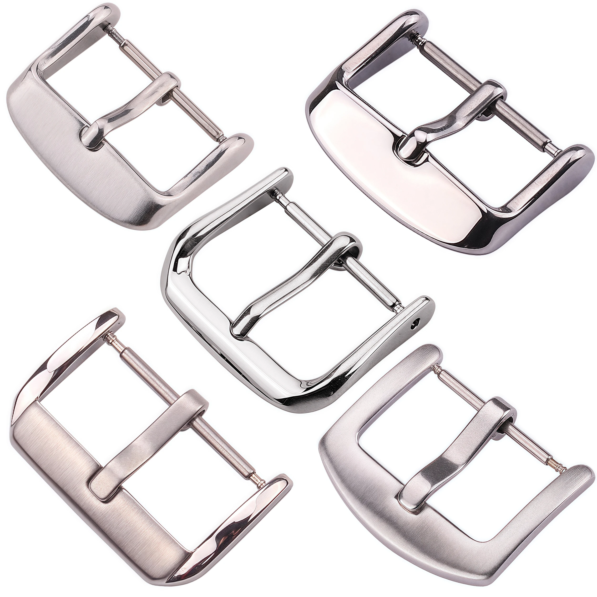 Multiple Styles Stainless Steel Watch Buckle 16–24mm Silver Replacement Clasp for Men Watch Straps