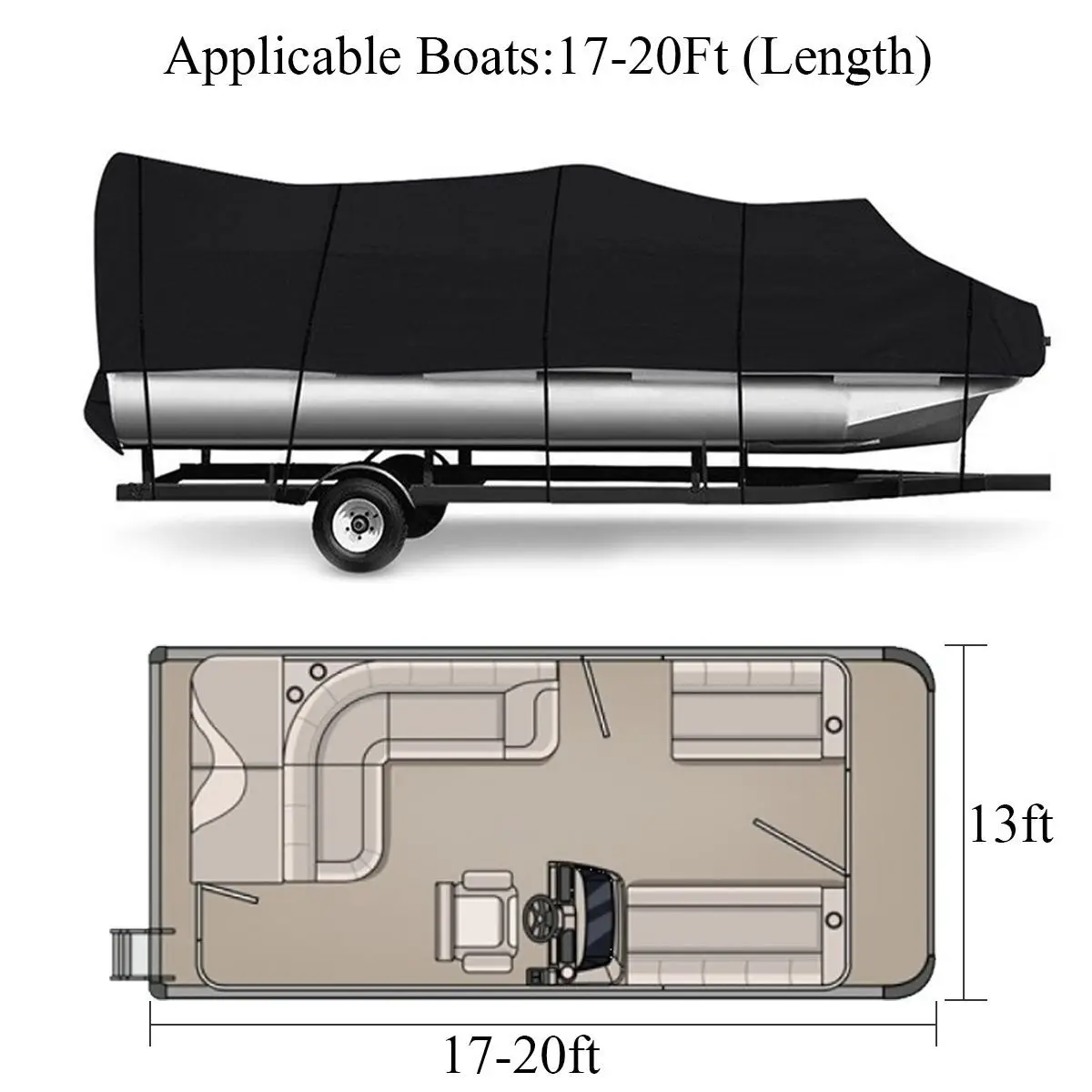 Custom Wholesale Outdoor Waterproof Oxford 600D Ripstop Full Size Towing Center Yacht Cover