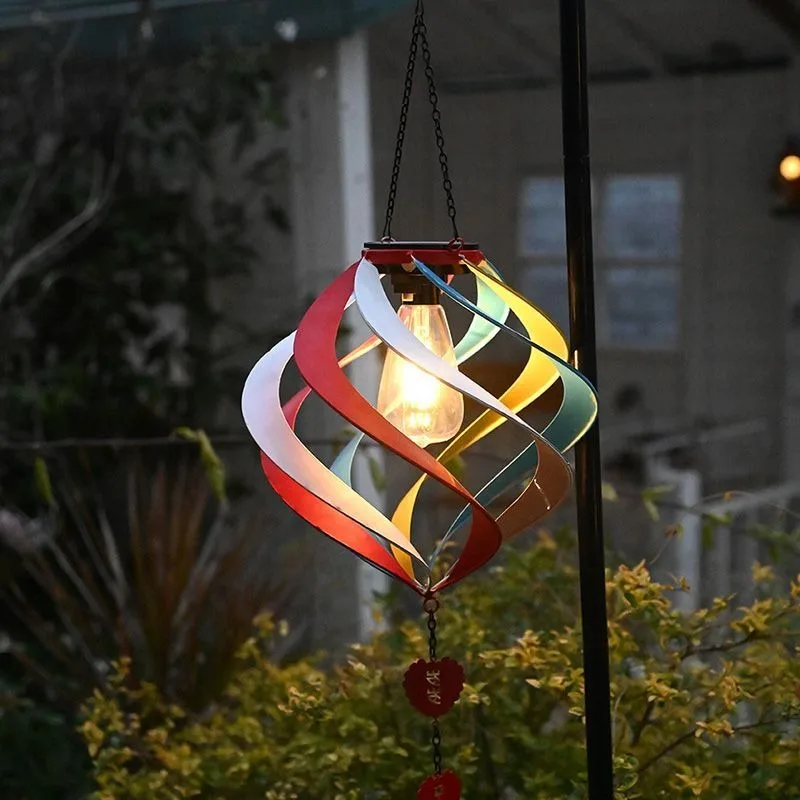 Solar Rotating Hanging Light Outdoor Decorative Lantern Waterproof Pendant Lamp for Garden Balcony Patio Yard Decor
