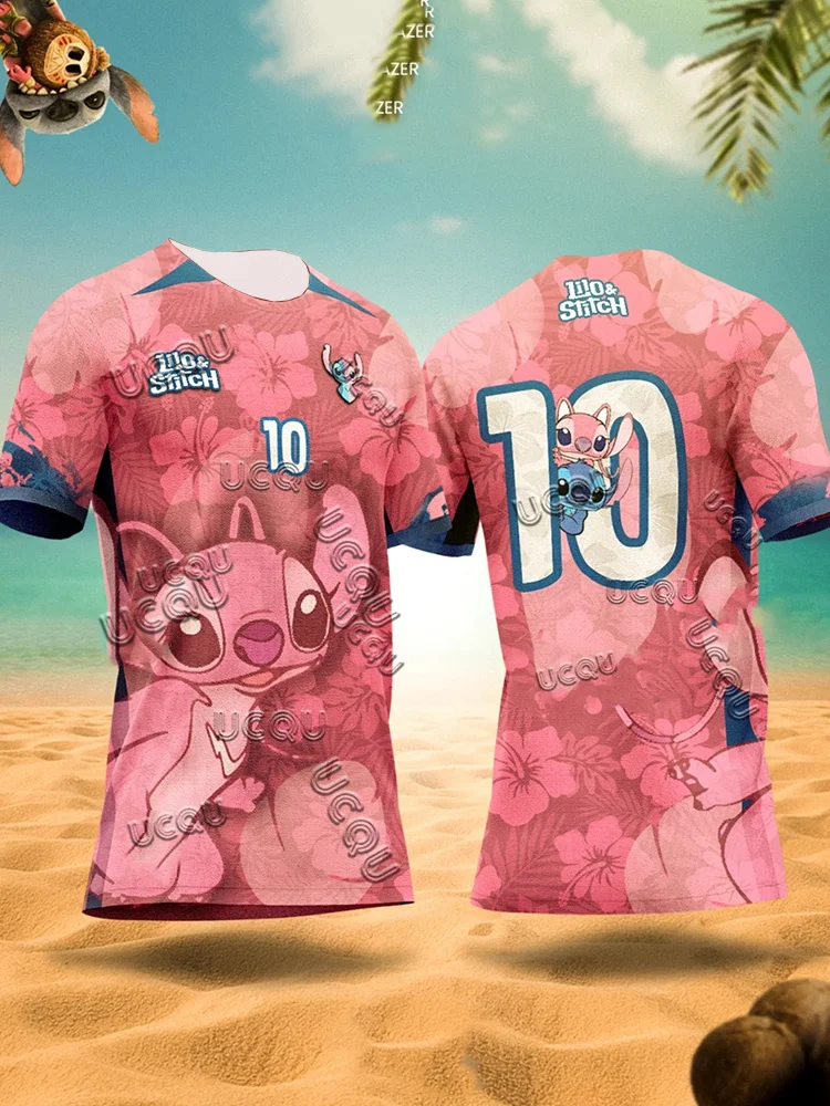 

Футболка Disney Stitch_Angel, ограниченная серия, детская футболка с героями мультфильмов, футбольный трикотаж, летняя спортивная быстросохнущая футболка большого размера