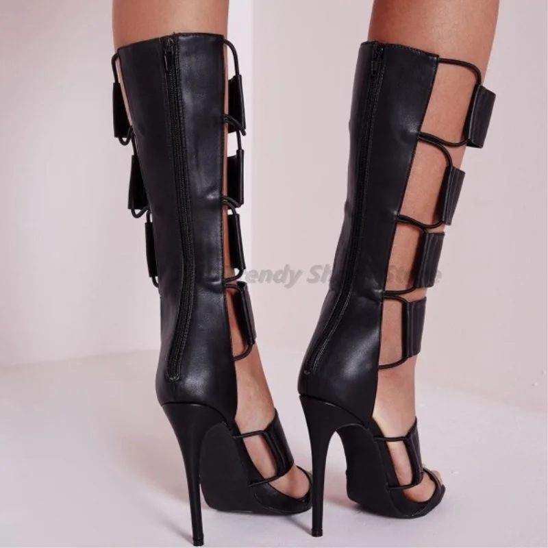 Fashion Sandals Roman Strap Back Zipper  Cross Border European and American Slim Heel Fashion Shoes, Foreign Trade High Heels