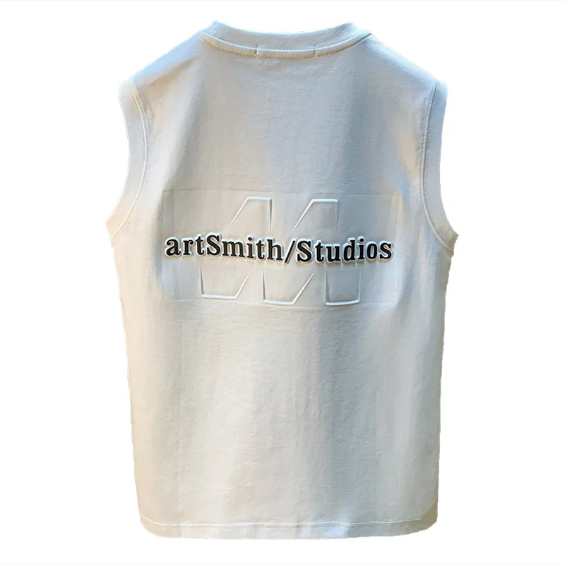 2025 Summer Tank Top Men's Three Dimensional Letter Printed Sleeveless T-shirt Loose Large Sport Speed Drying Men's Clothing