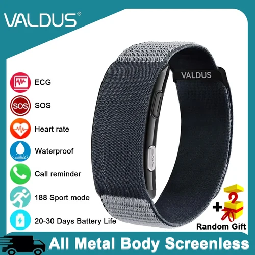 VALDUS 2025 nueva pulsera inteligente VITRO sin pantalla ECG SOS ritmo cardíaco presión arterial deportes Fitness impermeable reloj inteligente sin pantalla