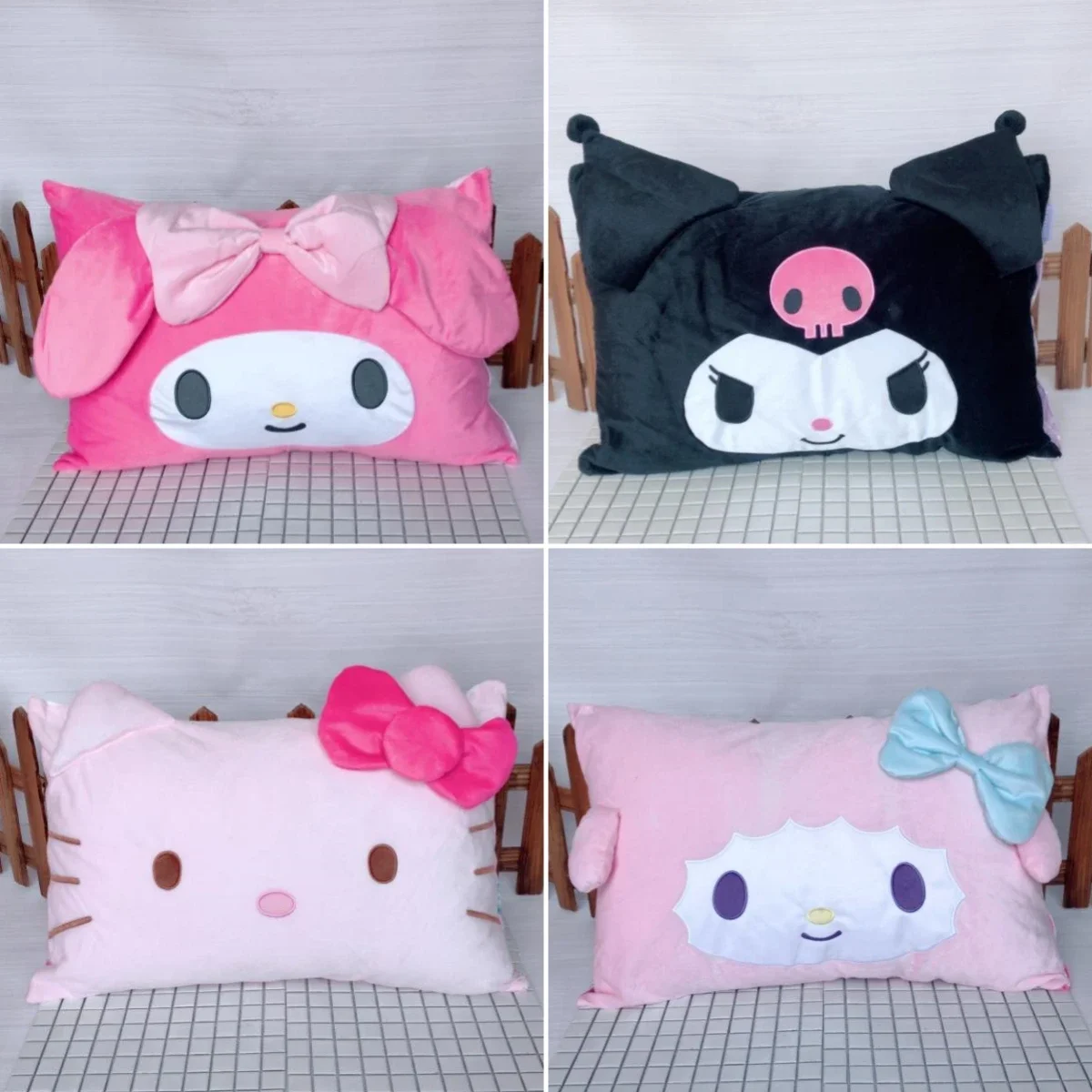 Cartoon Anime Sanrio My Melody Kuromi Pillowcase Cartoon Cute Anime Figure Soft Plushie Detachable Pillow Case Cushion Gift Girl