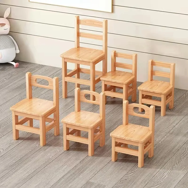Small wooden bench Household adults Sturdy children Small square stool Backrest low stool Multifunctional wooden stool