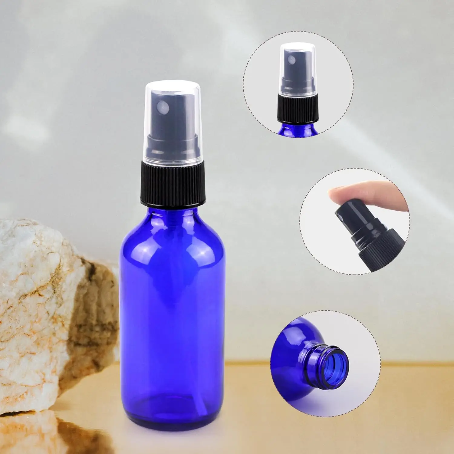 12PCS 5ml-100ml Blue Glass Perfume Bottle Sprayer Fog Bottle Travel Refill Bottle Essential Oil Container